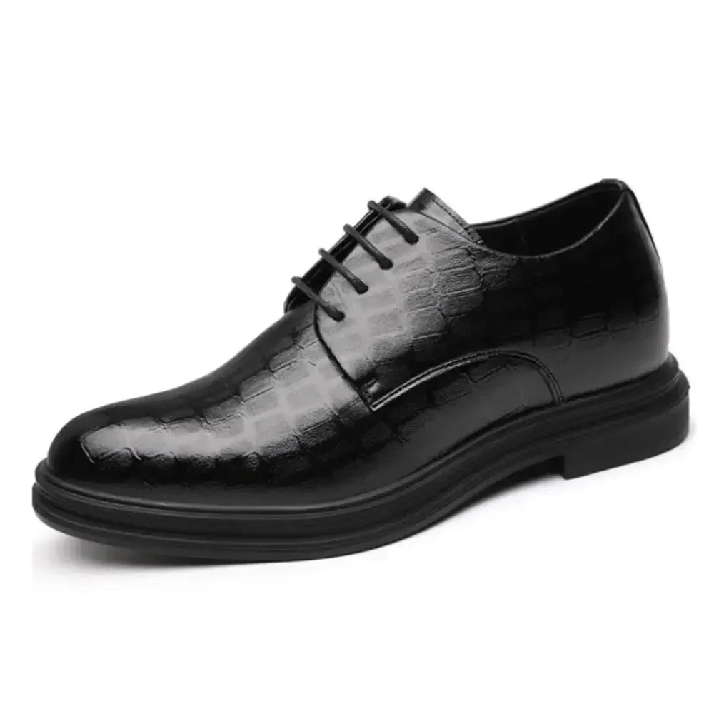Floris – Elevated herenveterschoen met reliëfstructuur en afgeronde leest - 8cm - Elevated